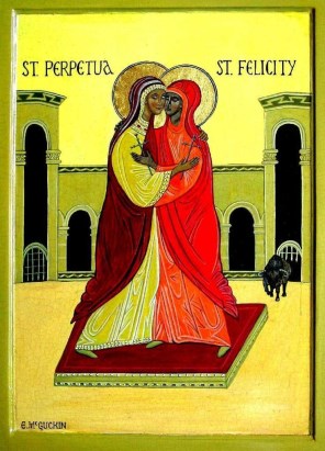 카르타고의 성녀 페르페투아와 성녀 펠리치타_from the Church of Sts Felicitas and Perpetua in San Marino of California website.jpg